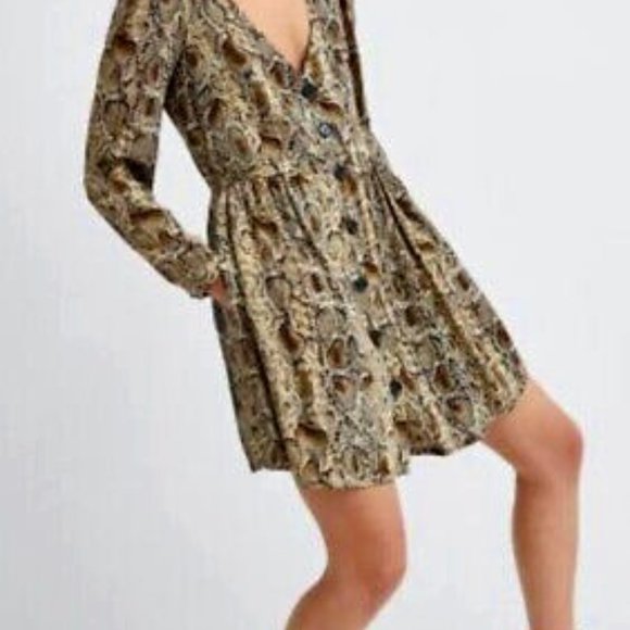 Zara Dresses & Skirts - NWT ZARA snakeskin print dress (M) 🐍 earth brown palette